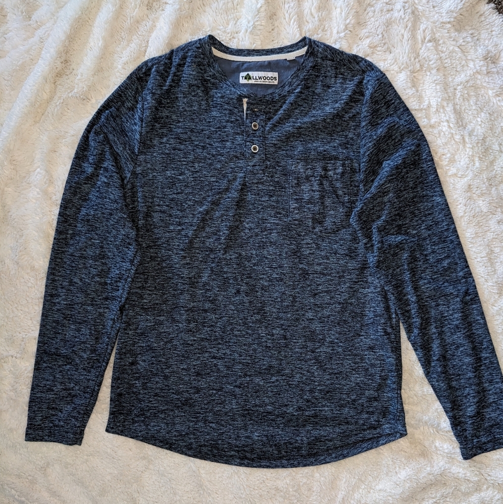 Tallwoods Blue Long Sleeve Henley Shirt